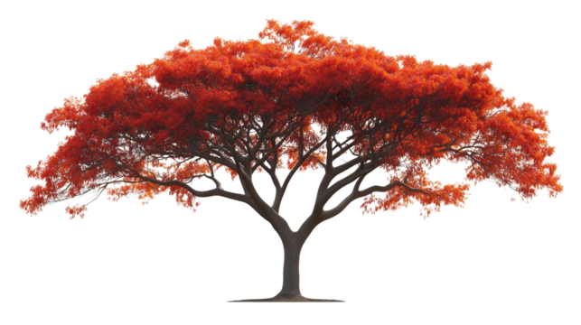 Red-leaf flame tree, Transparent background, PNG file