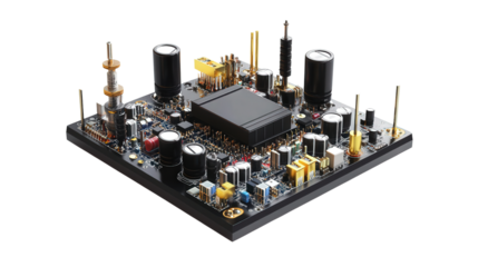 RF signal generator chip, Transparent background, PNG file