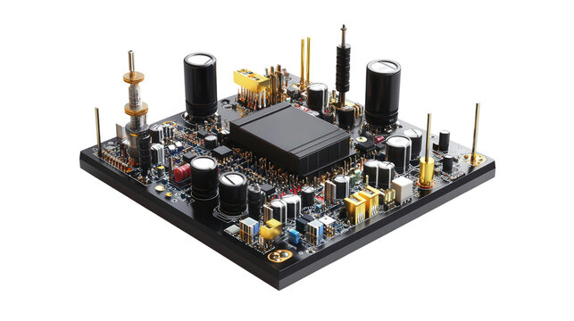 RF signal generator chip, Transparent background, PNG file