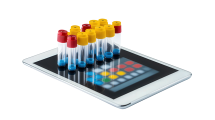 Smart lab data collector tablet, Transparent background, PNG file