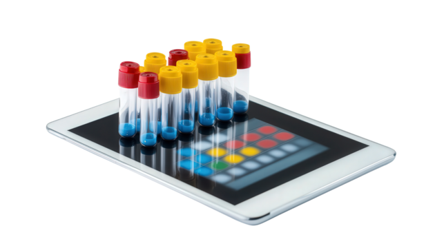 Smart lab data collector tablet, Transparent background, PNG file