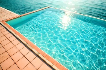 Obraz premium Infinity pool overlooking ocean water summer vacation travel destination