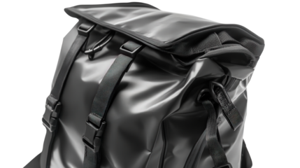 Roll-top waterproof travel backpack Transparent background, PNG file