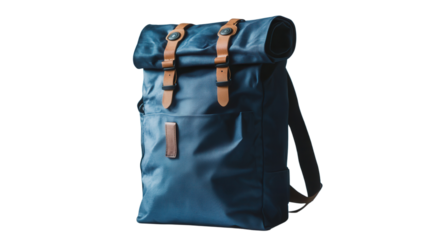 Roll-top waterproof travel backpack Transparent background, PNG file