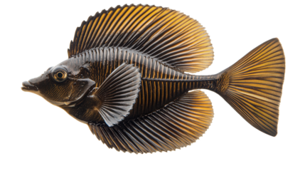 Sailfin tang displaying fins, Transparent background, PNG file