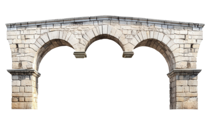 Roman aqueduct single arch section Transparent background, PNG file