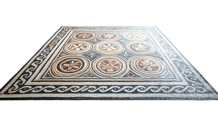 Roman mosaic floor section Transparent background, PNG file