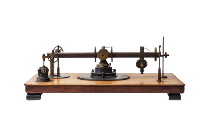 Scientific beam balance scale, Transparent background, PNG file