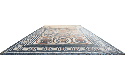 Roman mosaic floor section Transparent background, PNG file