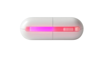 Smart pill dispenser with LED indicators, Transparent background, PNG file