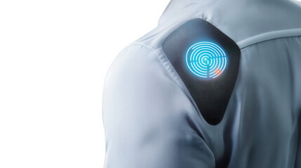 Smart posture monitoring patch, Transparent background, PNG file