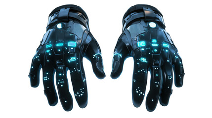 Smart safety gloves with sensors, Transparent background, PNG file