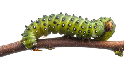 Sawfly larva curled position Transparent background, PNG file