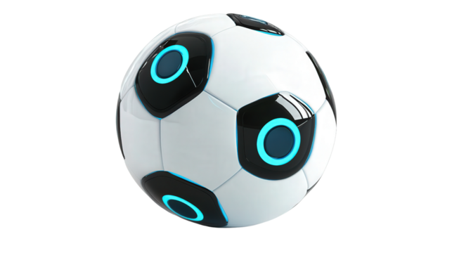 Smart soccer ball with gyroscopic sensor Transparent background, PNG file