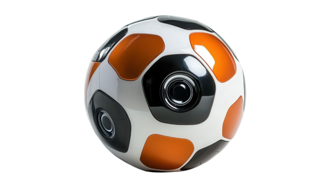 Smart soccer ball with gyroscopic sensor Transparent background, PNG file