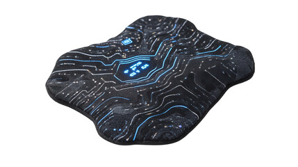 Smart textile patch with sensors, Transparent background, PNG file