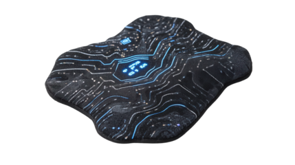 Smart textile patch with sensors, Transparent background, PNG file