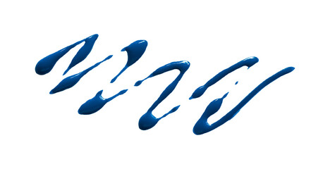 Bright blue watercolor or ink stains with watercolor marks. Brush strokes and watercolor splashes set on transparent background.