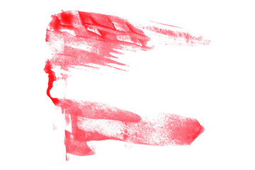 Bright red watercolor or ink stains with watercolor marks. Brush strokes and splashes of watercolor are set on a transparent background.