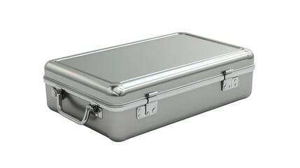 Sleek aluminum travel case Transparent background, PNG file