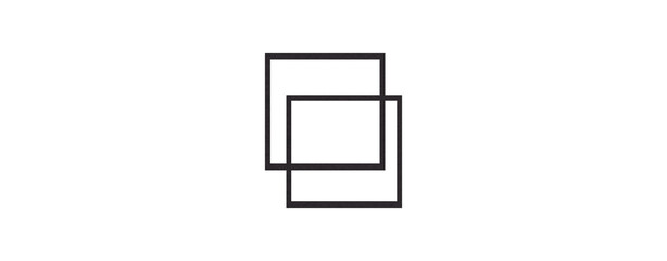 Square geometric four-sided line icon, cut out of black paper into a box on a transparent background.