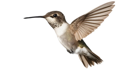 Fototapeta premium Small hummingbird hovering mid-air Transparent background, PNG file