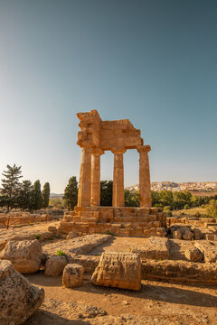 Sicily, Italy - August 31, 2020: Archaeological site, Valley of the Temples, city of Agrigento.