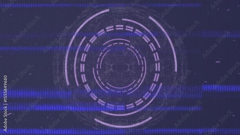 Poster dashed rings starting rotating, glitch bars passing, network emerging showing scanning interface