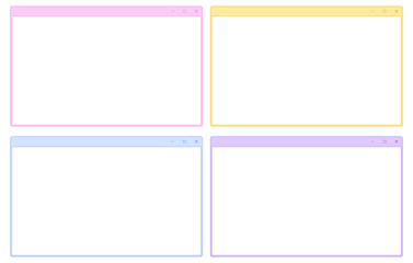 PCウィンドウ フレーム Windows 11 風 可愛いパステルカラー ベクター(.AI)