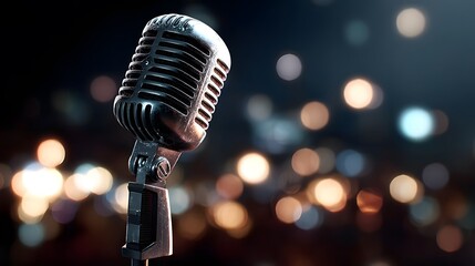 Vintage Microphone Stage Spotlight Concert Photo