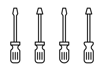 Screwdriver icon representing repair, maintenance, mechanical work, construction, and tool use in home or industrial settings.