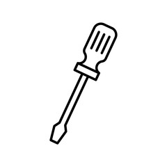 Screwdriver icon representing repair, maintenance, mechanical work, construction, and tool use in home or industrial settings.