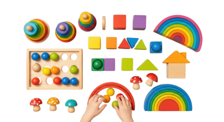 Wooden colorful toys collection