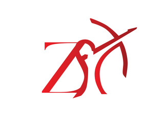 Elegant red monogram logos incorporating the Sagittarius archer zodiac symbol with stylized capital letters. Each design creatively blends the silhouette of a bow and arrow with serif typography z