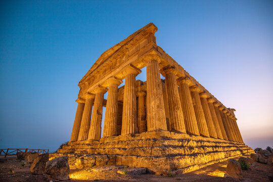 Sicily, Italy - August 31, 2020: Archaeological site, Valley of the Temples, city of Agrigento.