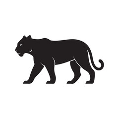 Tiger Walking Jungle Silhouette Vector