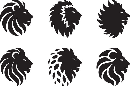 Majestic Lion Head Designs Vector Illustrations for Logos and Branding
