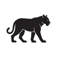 Tiger Walking Jungle Silhouette Vector
