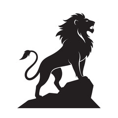 Lion Roaring Solid Black Silhouette