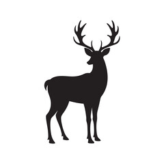 Deer With Antlers Standing Silhouette