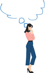 考え事をする女性のイラスト