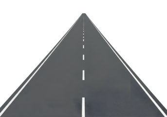 Road isolated on white or transparent background. PNG, top view