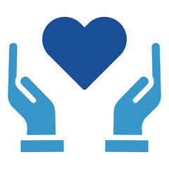 Obraz premium Charity Concept. Hands Holding A Heart Editable Stroke Outline Icon Isolated On White Background Flat Vector Illustration Glyph Blue Icon
