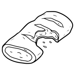sausage roll bite illustration outline vector
