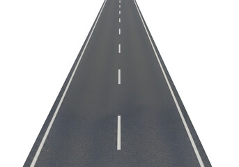 Road isolated on white or transparent background. PNG, top view