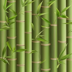 Obraz premium Bamboo Forest: A visually appealing wallpaper showcasing lush green bamboo stalks with fresh leaves.