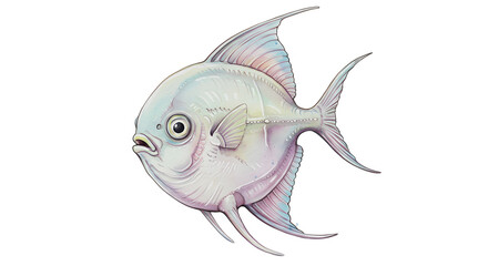 Pastel Dreamy Pompano Fish Illustration watercolor png, transparent isolated nackground