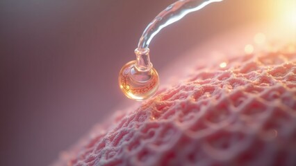 A macro shot of a delicate, glass-like human appendix, highlighting its intricate lymphoid tissue under soft sunlight, set against a blurred minimalist fabric background.