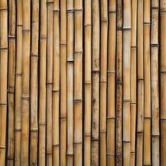 Fototapeta premium Bamboo Wall: A close-up, top-down perspective of a bamboo wall, the photo features a natural bamboo texture that adds warmth and visual interest.