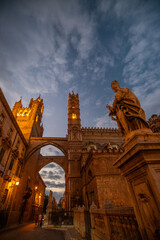 Palermo - Sicily, Italy - September 5, 2020: View of Cathedral of Palermo, summer days